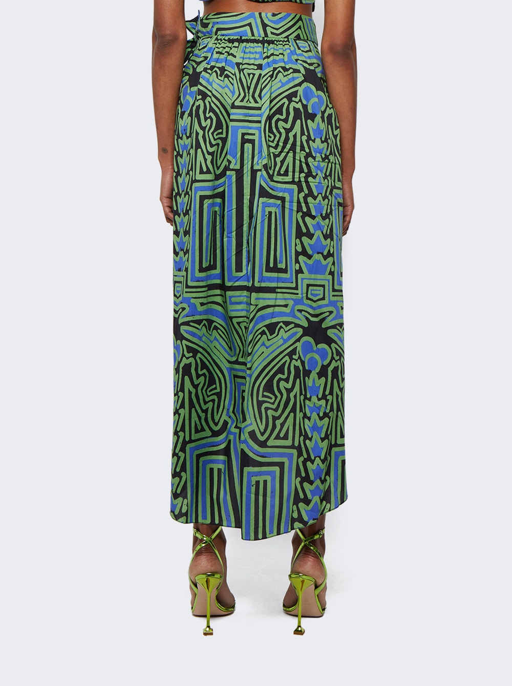 Women | Johanna Ortiz | Dialecto Tropical Wrap Skirt And Neon Green | Black