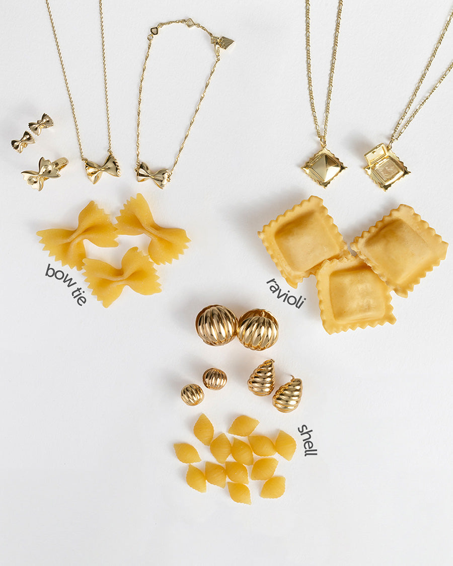 Bow Tie Pasta Bracelet | 14K Gold Plated Brass