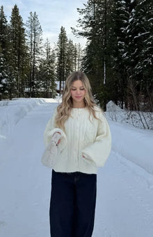 Percy Cable Knit Cardigan | Cream