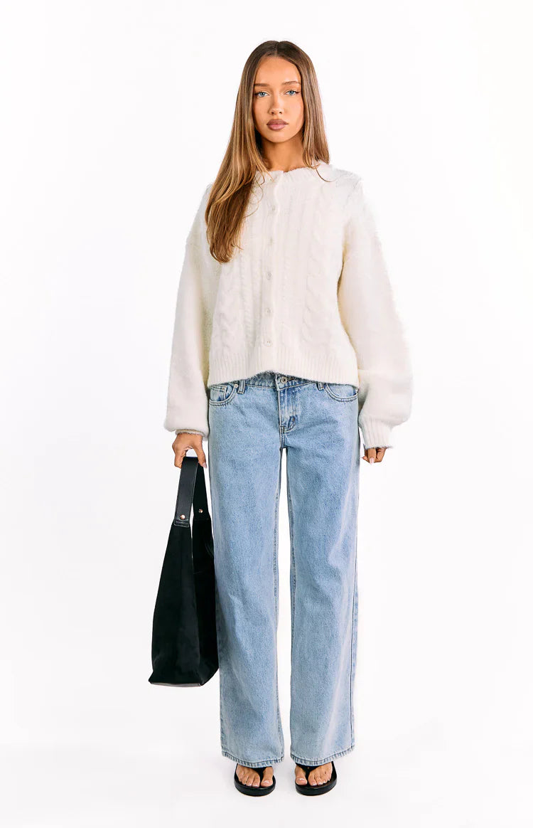 Percy Cable Knit Cardigan | Cream