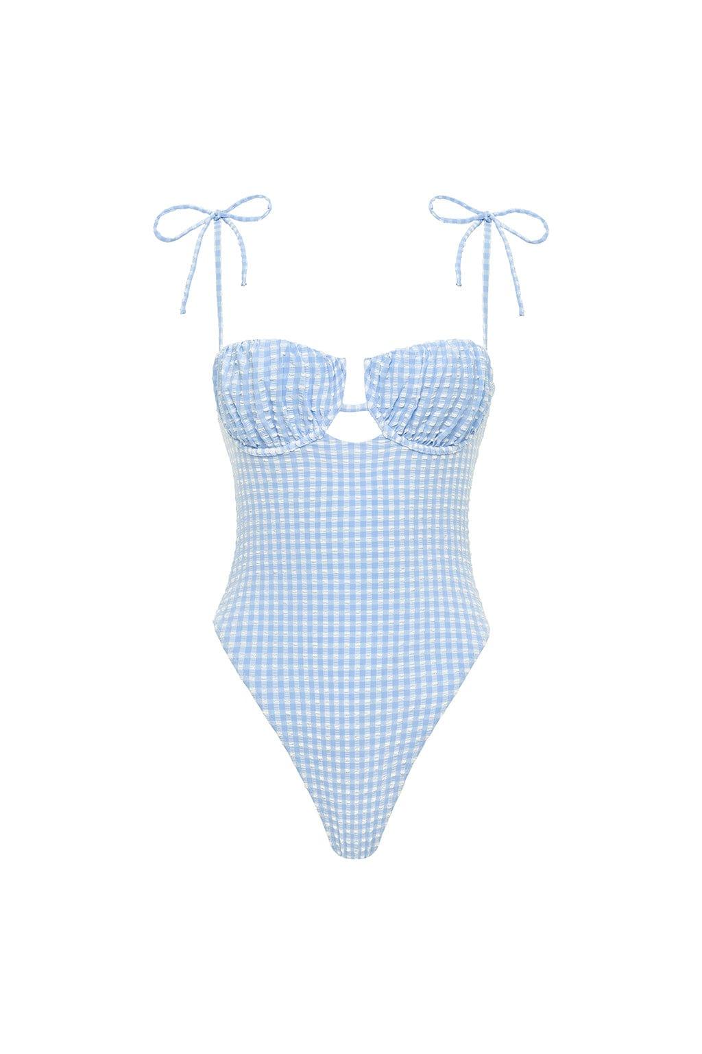 Petal One-Piece | Peri Micro Gingham
