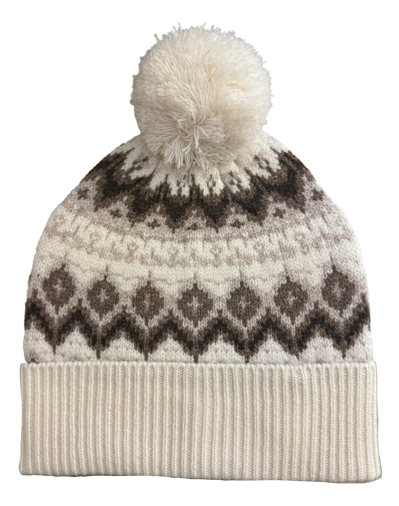 Phenix | Women | Fairisle Pom Beanie | Ivory