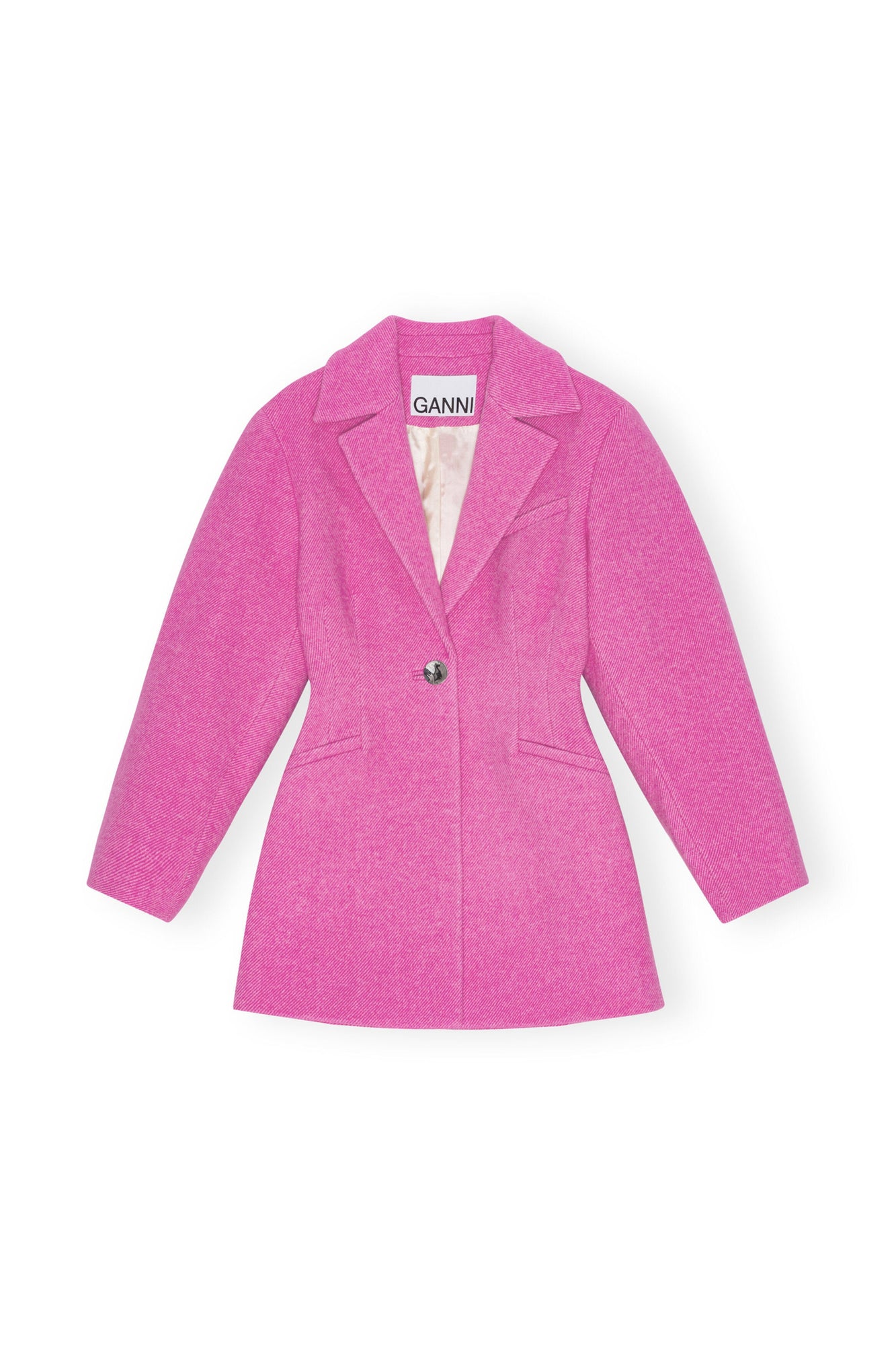 Pink Twill Wool Suiting Fitted Blazer | Fiji Flower