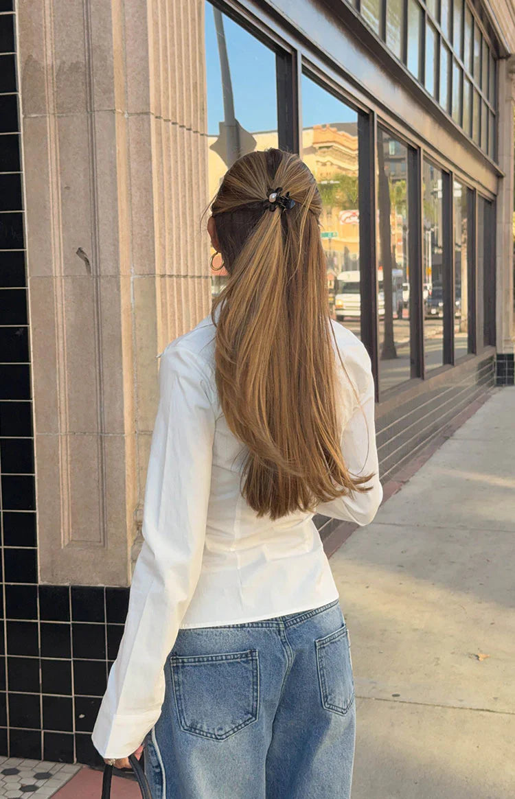 Posey Contrast Seam Wide Leg Jeans | Mid Wash