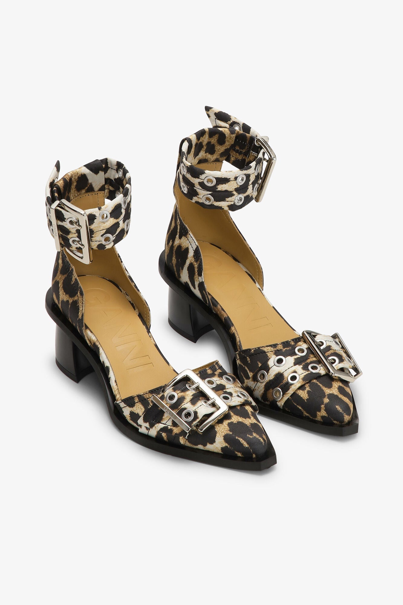 Print Feminine Buckle Open Cut Pumps | Leopard