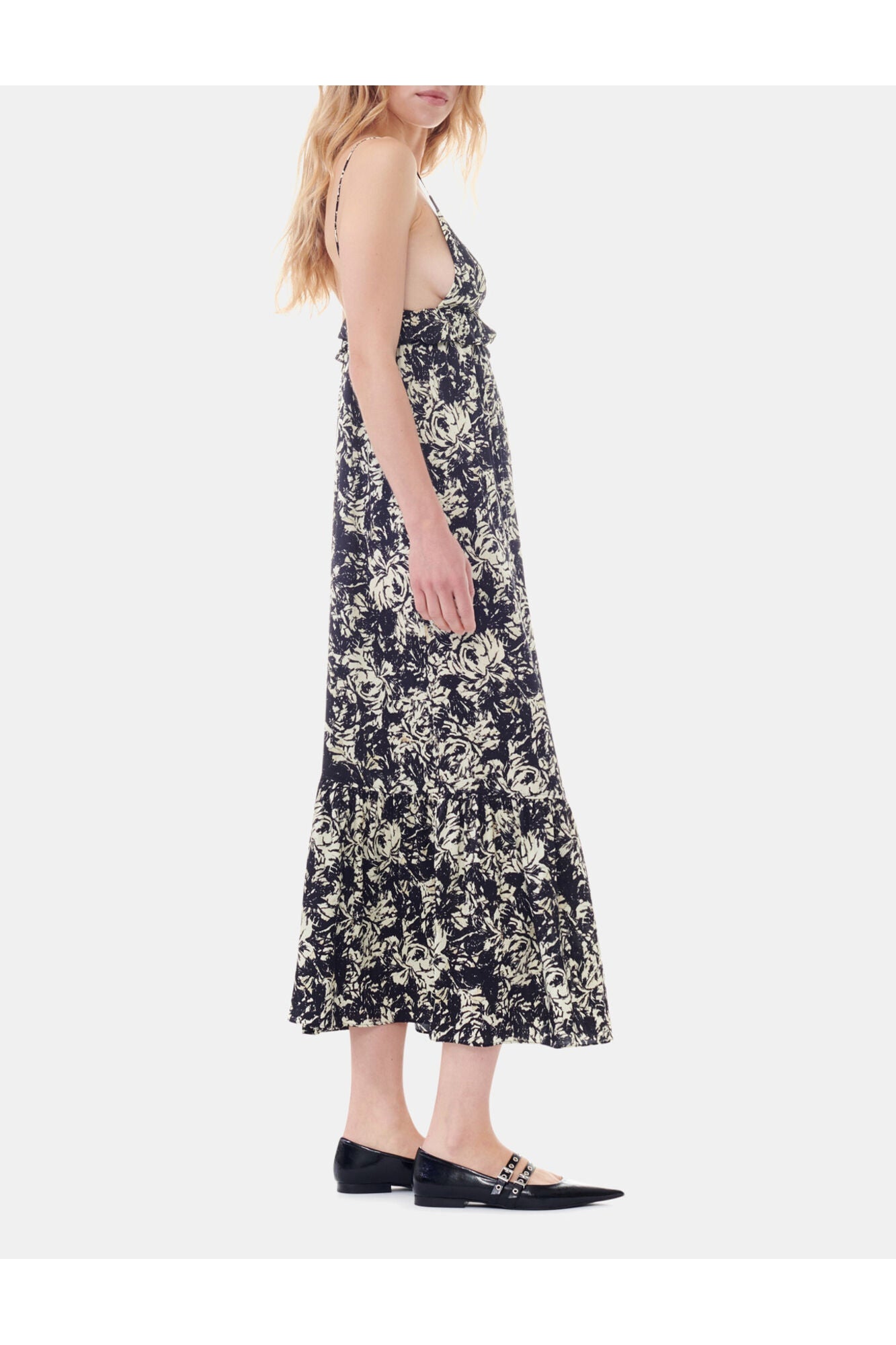 Printed Satin Strap Dress | Flan