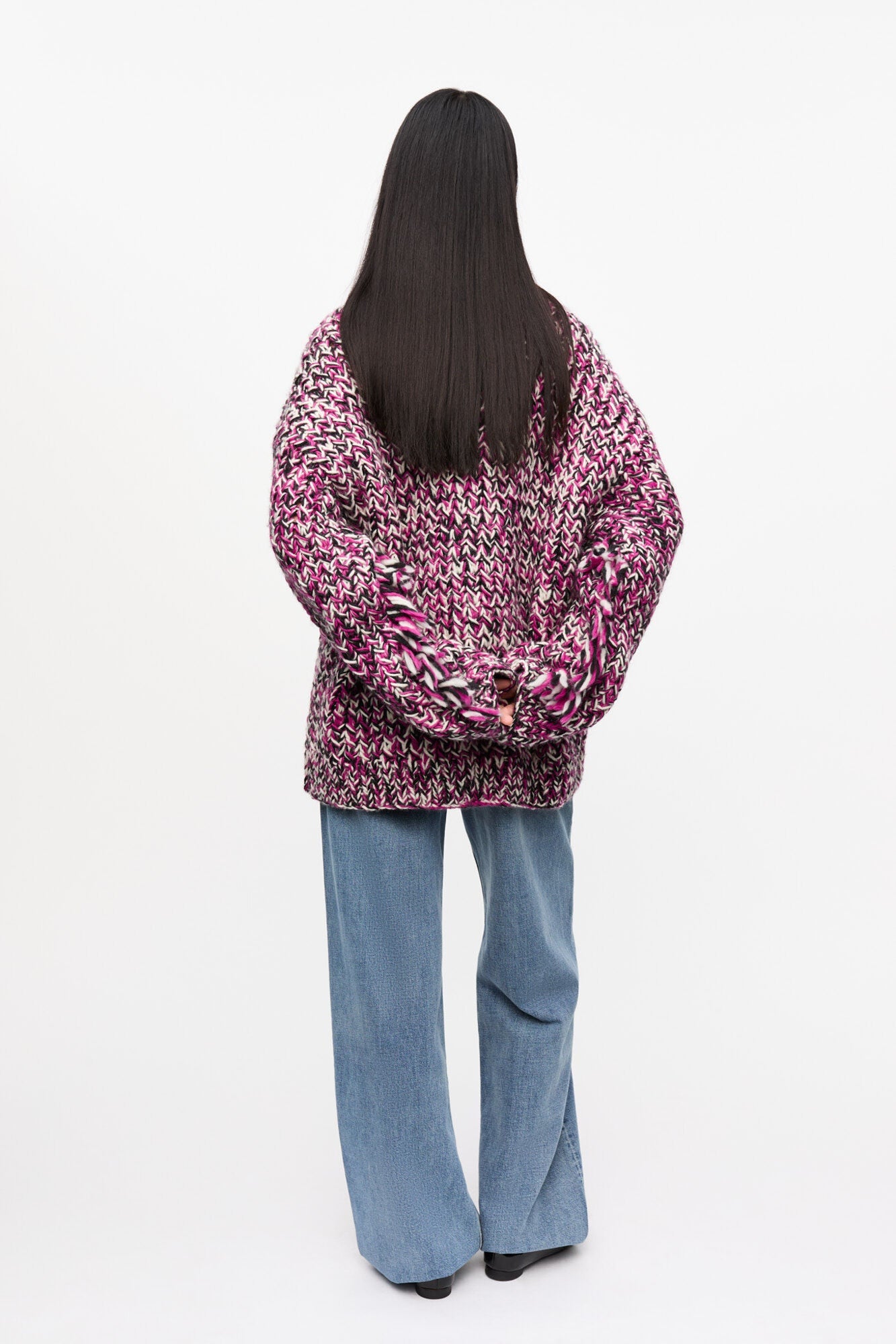 Purple Fringe Wool Handknit Cardigan | Boysenberry
