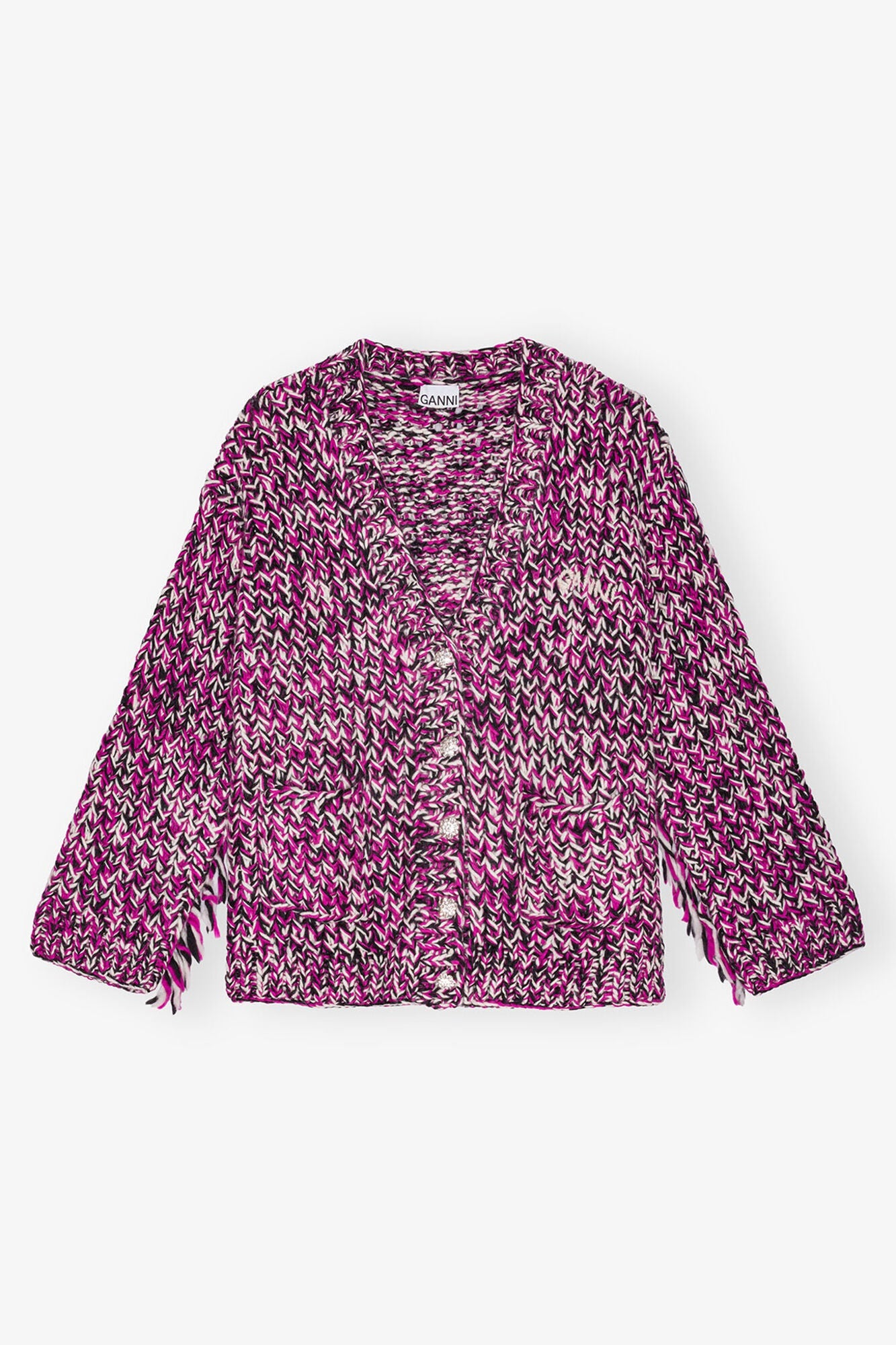 Purple Fringe Wool Handknit Cardigan | Boysenberry