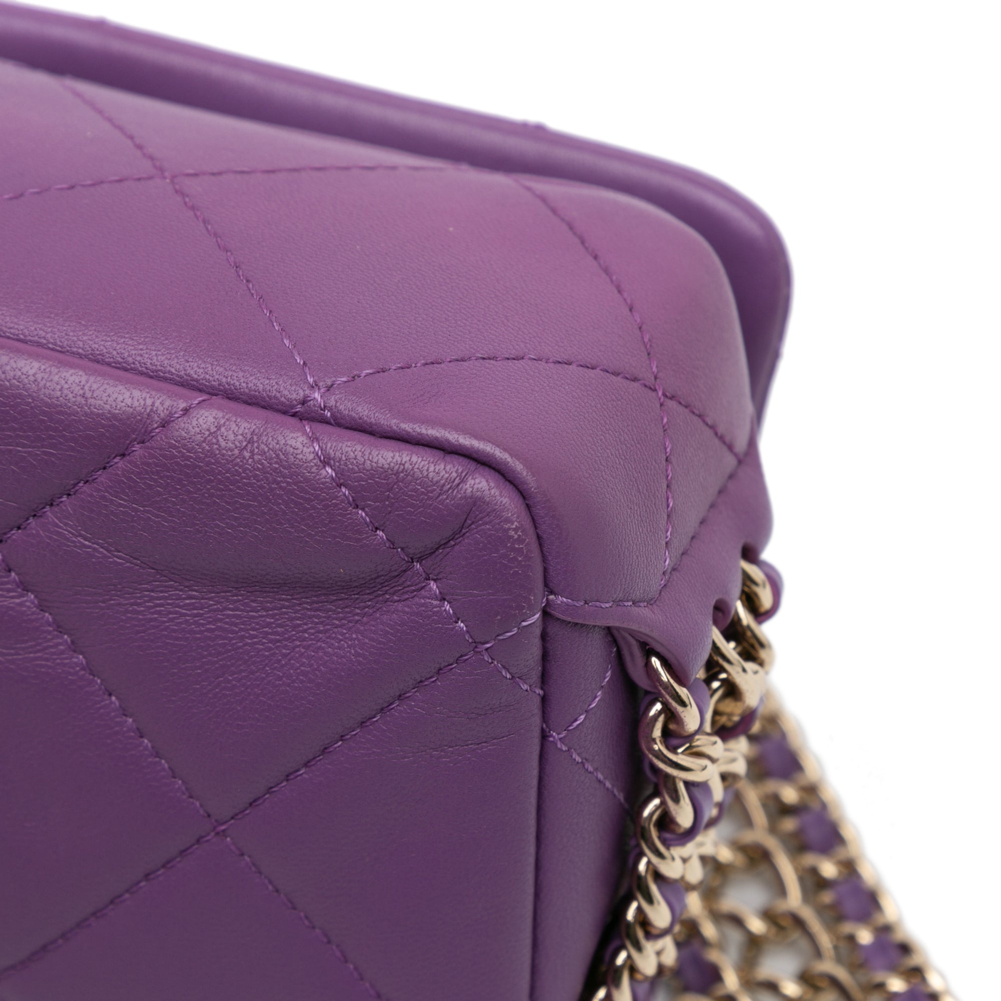 Chanel | Pre-Owned Mini Lambskin Triple Chain Full Flap | Purple