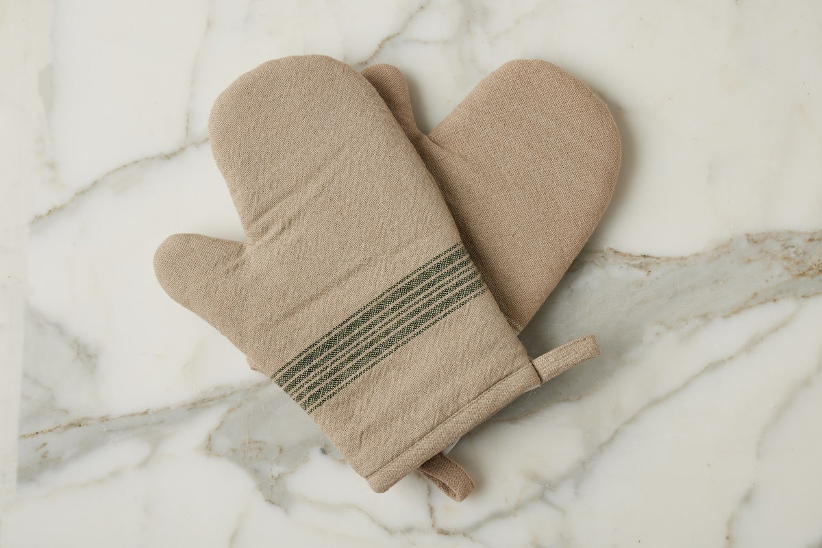 Oven Mitt | Vintage Spruce Green Stripe | Set of 2