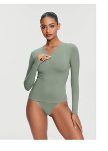 Quarter Zip Long Sleeve Top | Sage Green