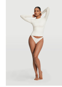 Quarter Zip Long Sleeve Top | White