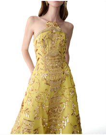 Embroidered Strapless Ball Gown | Daffodil