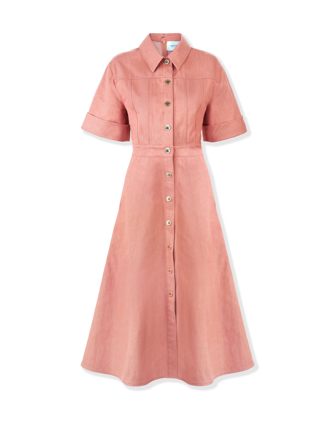 Short Sleeve Button Front Midi Dress | Sunset