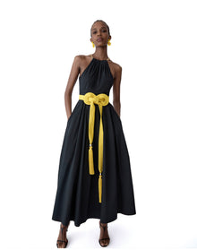 Halter Neck A-Line Midi Dress | Black