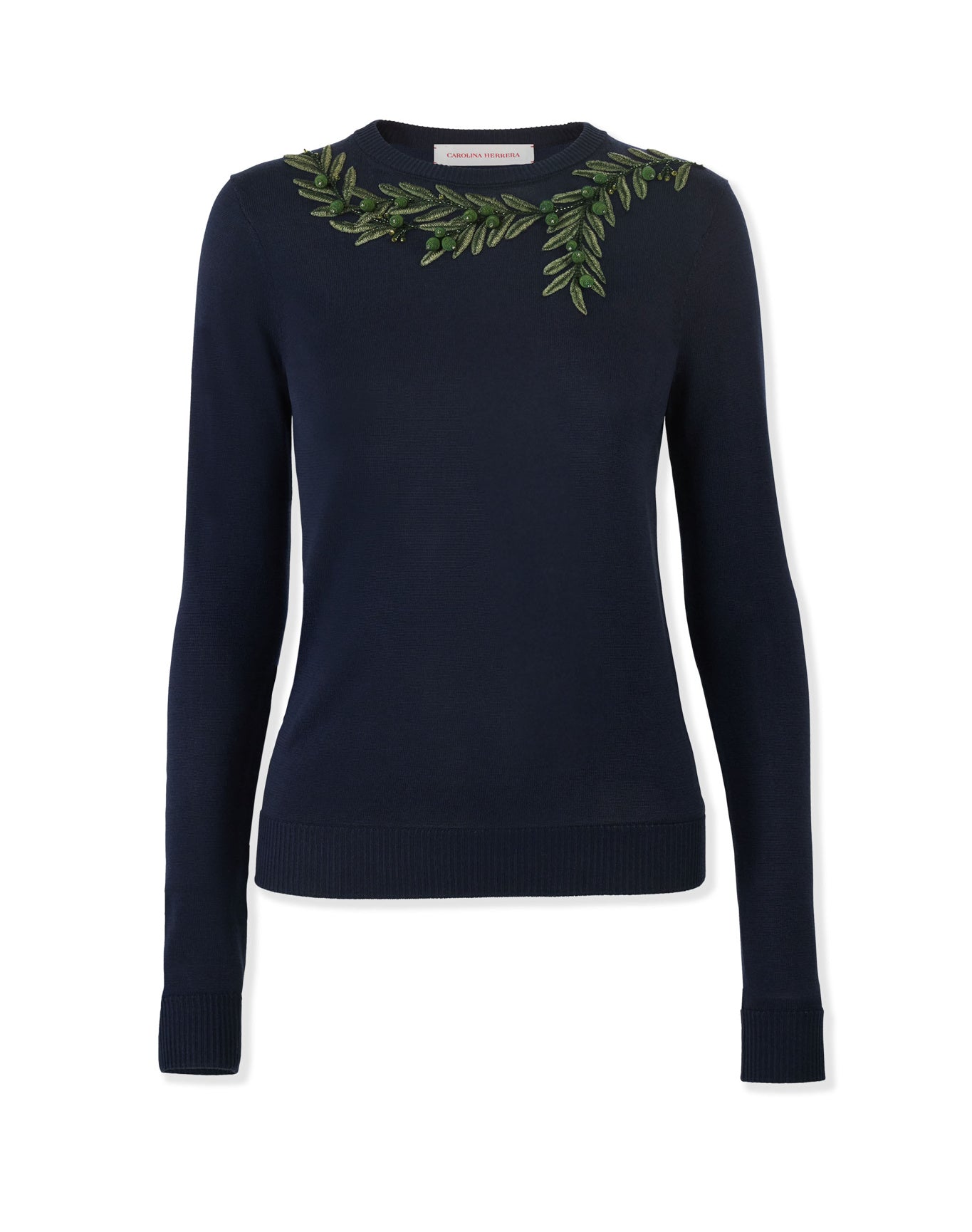 Embroidered Long Sleeve Crewneck Sweater | Midnight Multi