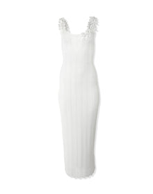 Thin Strap Sleeveless Tea Length Dress | White