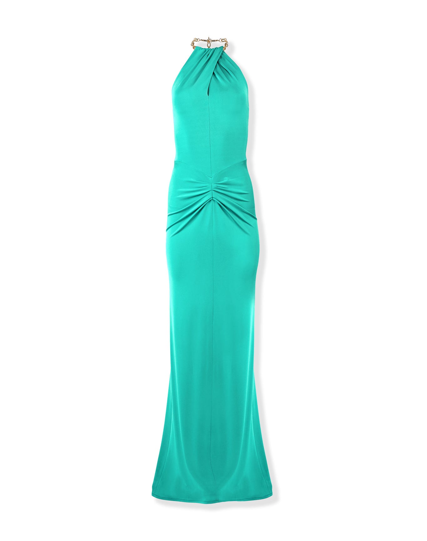 Halter Neck Draped Gown | Turquoise