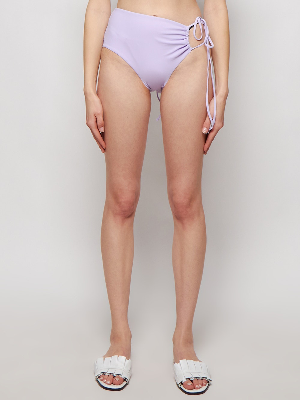 Women | Christopher Esber | Ruched Side Tie Brief Bikini Bottom | Chalky Lilac