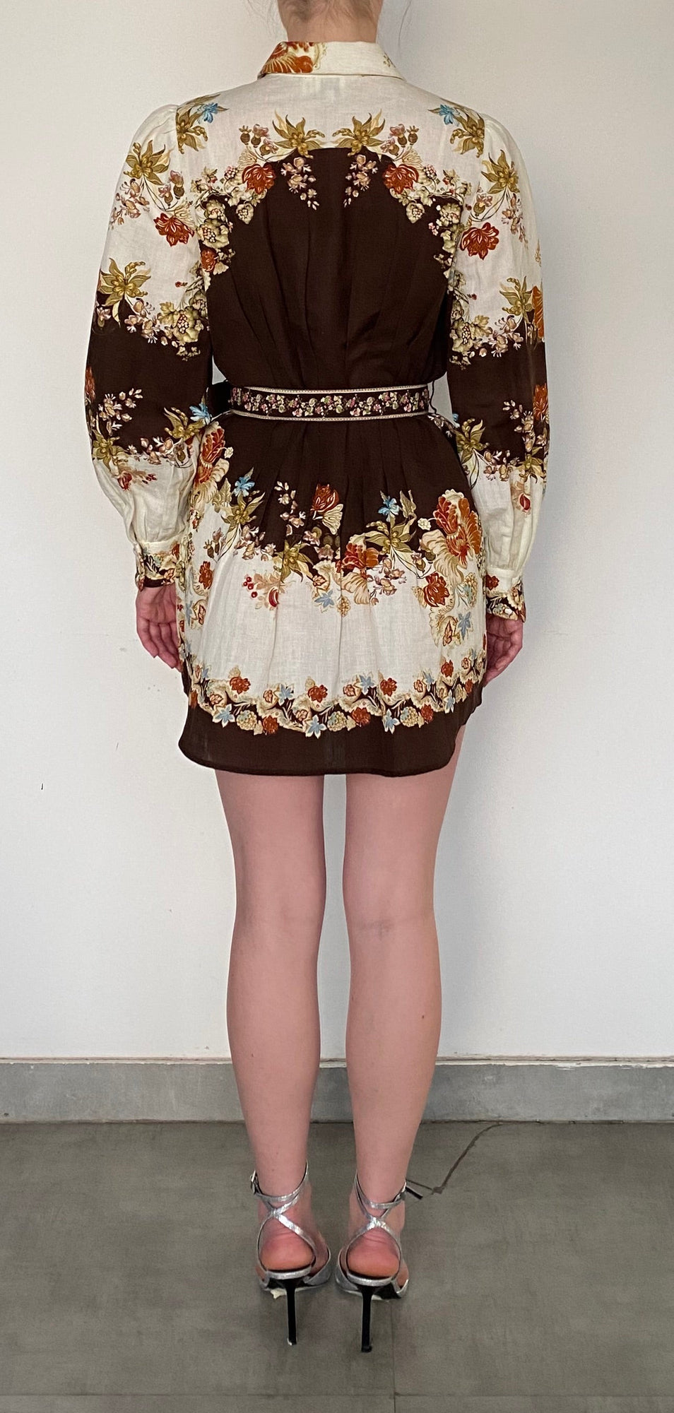 Short Dress With Buckle Belt | Brown Mix