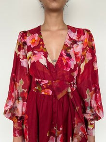 Short Dress With Tie Up Belt | Burgundy Mix