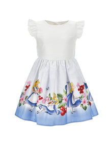 Girls | Alice And Fruit Dress | White/Sky Blue
