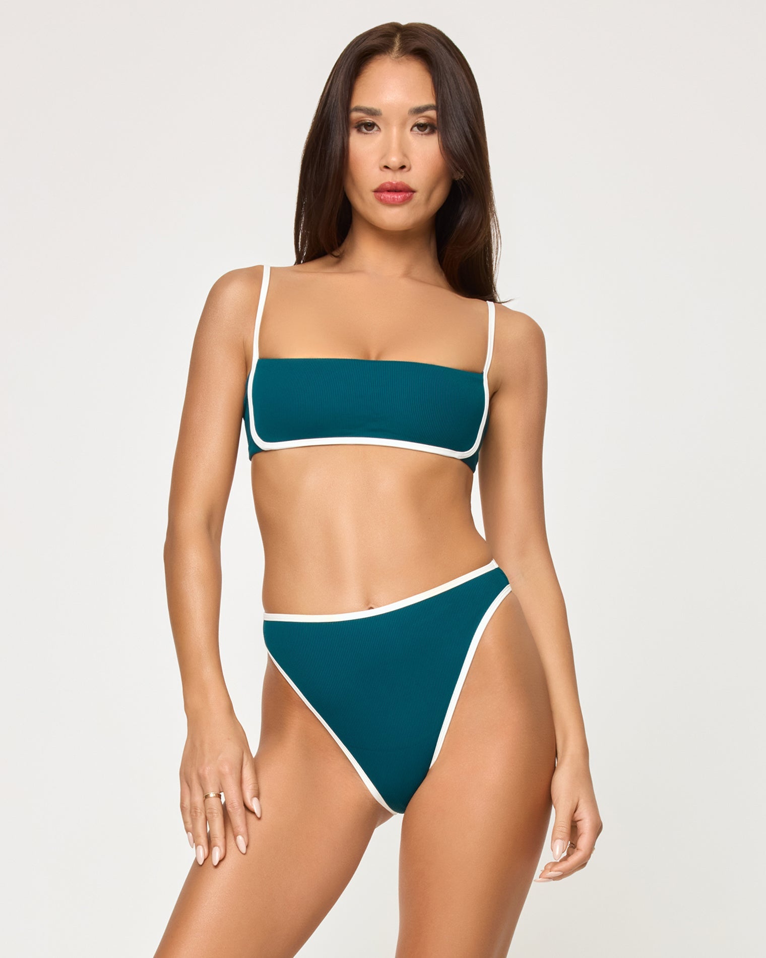 Hazel Bikini Top | Deep Teal-Cream