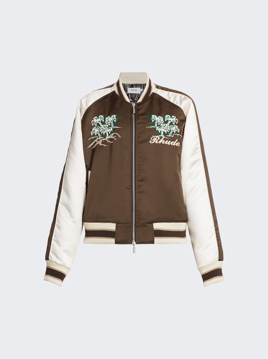 Men | Rhude | Satin Souvenier Jacket | Brown & Cream