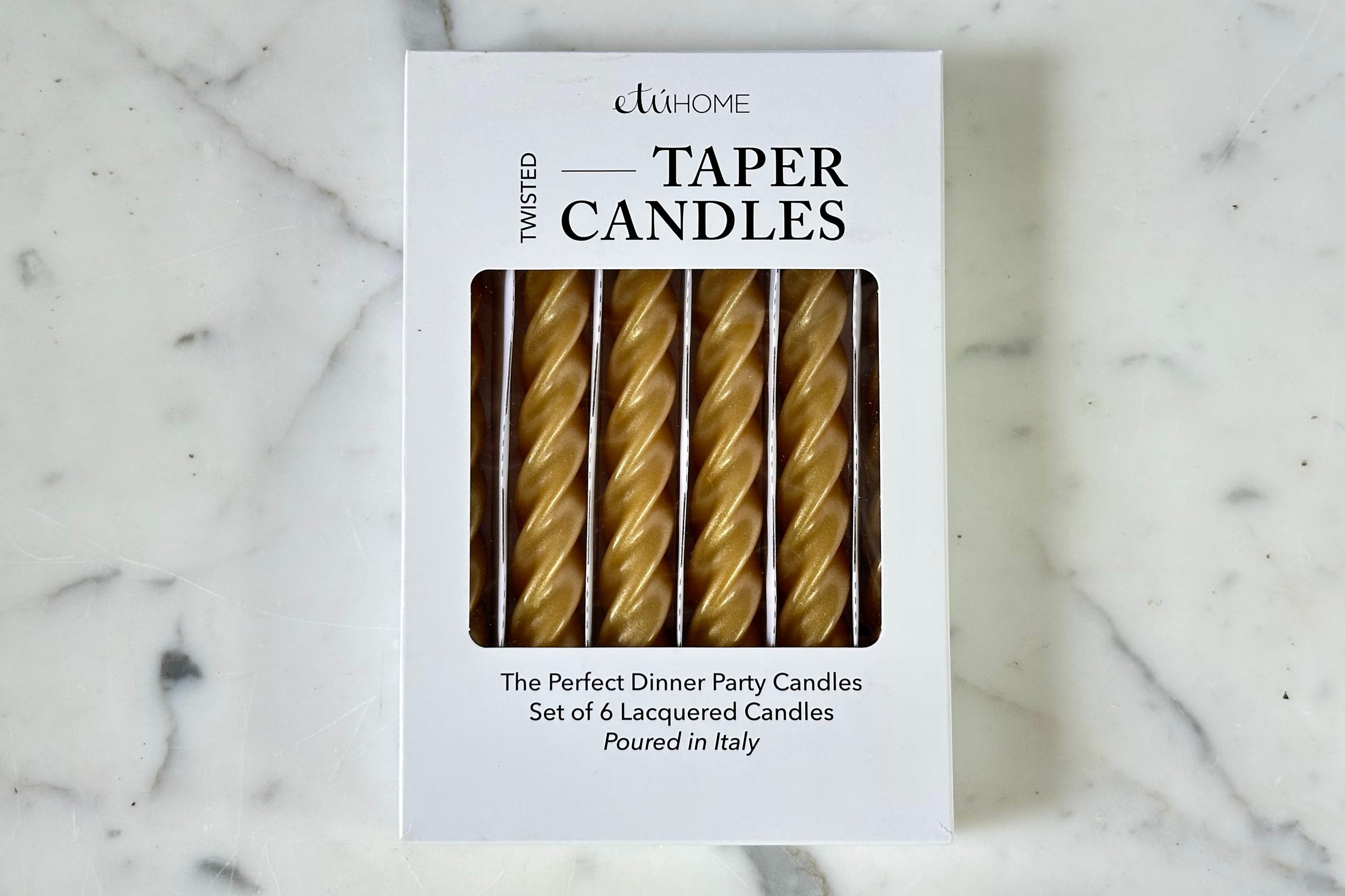 Lacquered Twisted Taper Candles | Gold | Set of 6