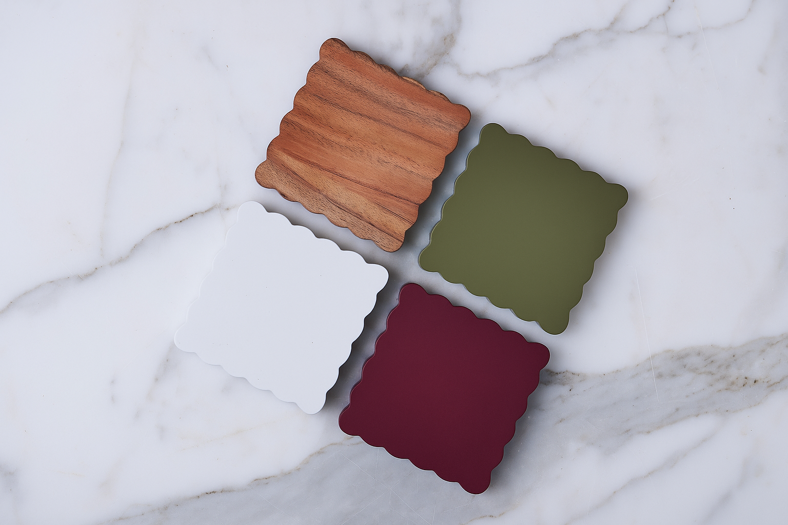 RMN701AS2 etuhome vineyard scalloped wood coasters set of 4