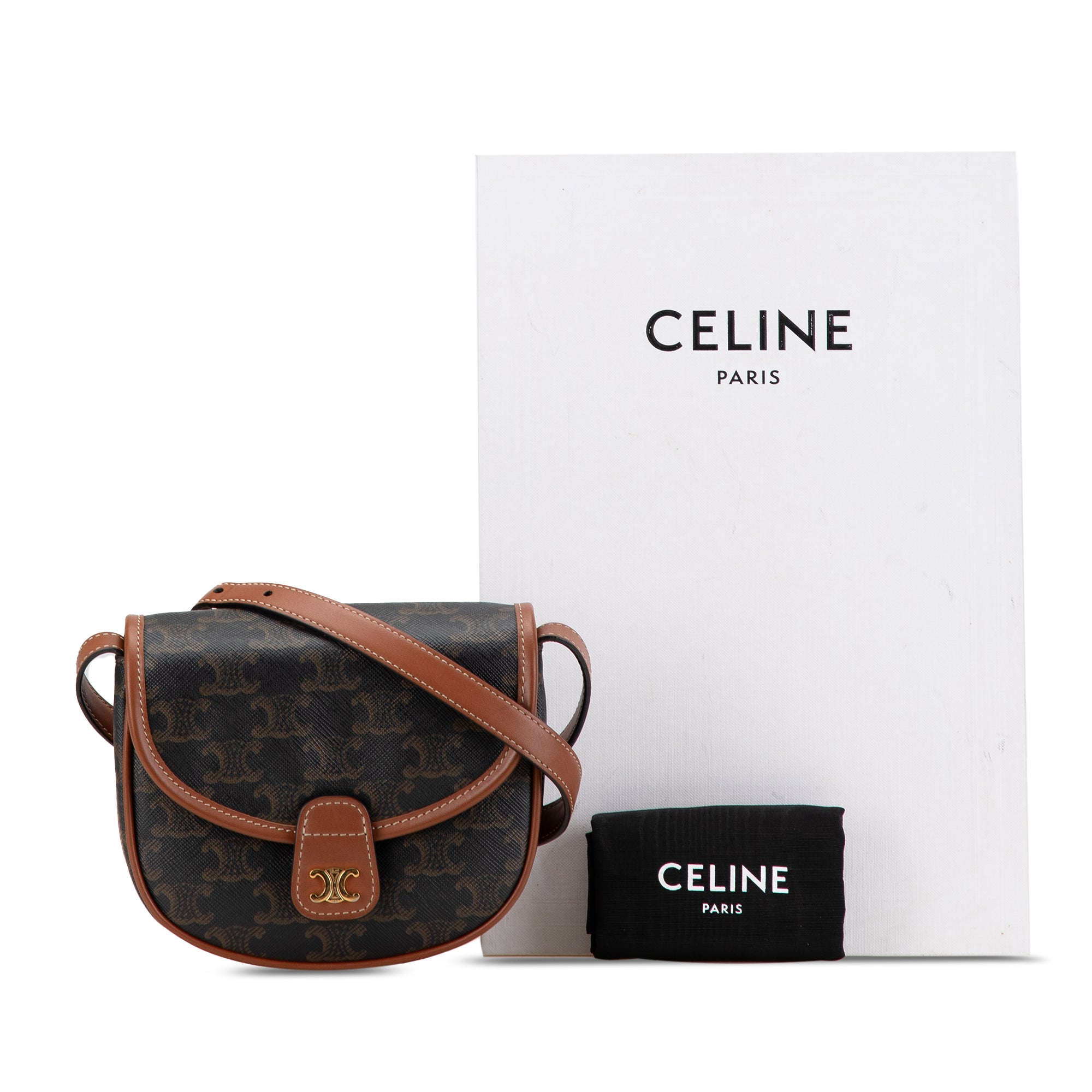 Celine | Pre-Owned Mini Triomphe Coated Canvas Besace Crossbody | Brown