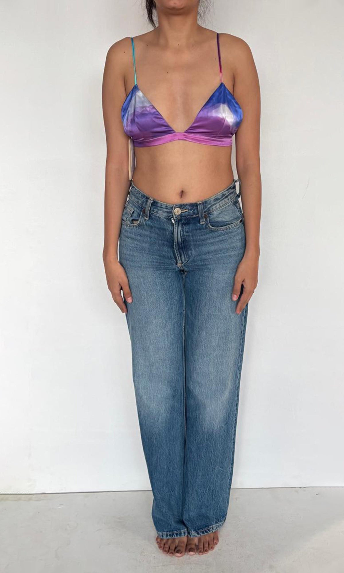 Rococo Sand | Aimee Polyester Satin Lycra Bandeau | Purple
