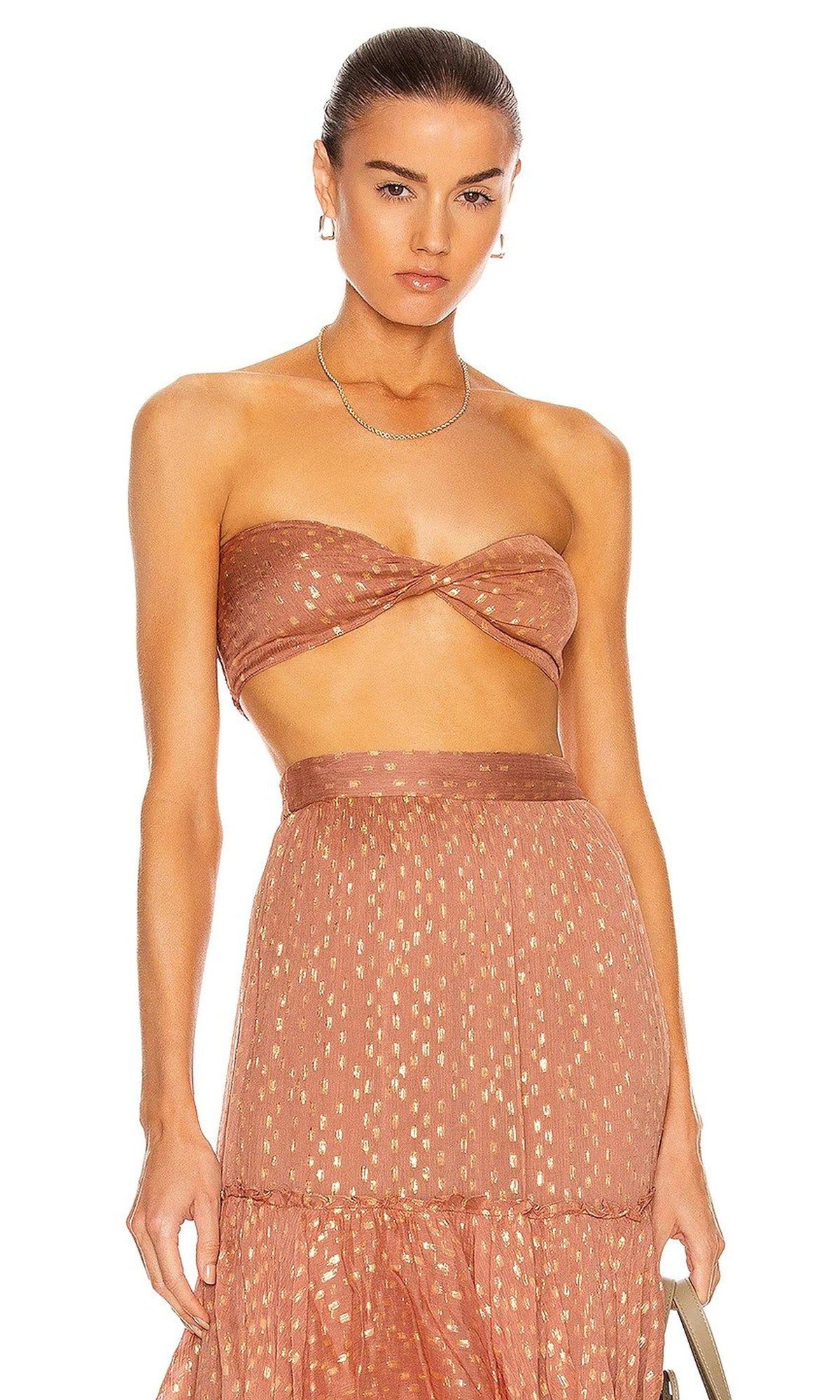 Rococo Sand | Aine Viscose Georgette Dobby Bandeau | Brown