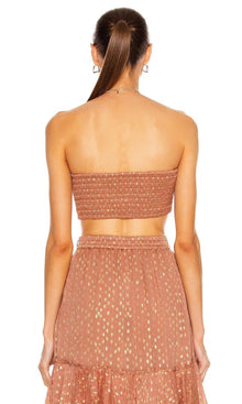 Rococo Sand | Aine Viscose Georgette Dobby Bandeau | Brown