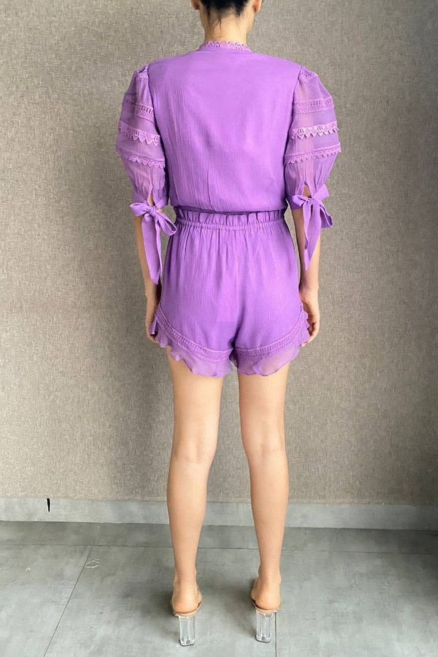 Alana Viscose Georgette Shorts | Purple