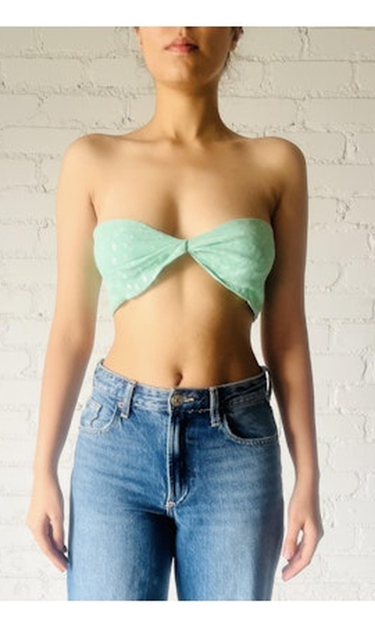Rococo Sand | Aria Viscose Georgette Lurex Dobby Bandeau | Aqua