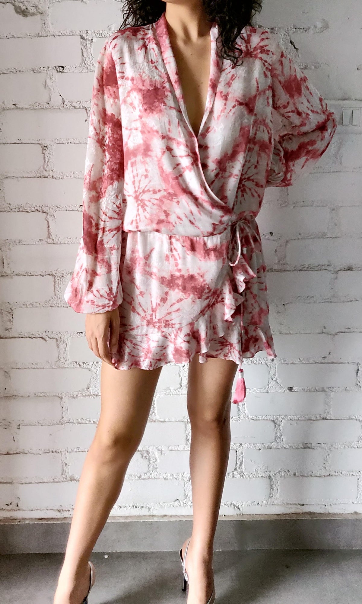 Rococo Sand | Ava Viscose Crepe Jacquard Short Dress | Rose Wood