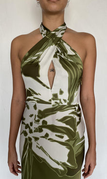 Rococo Sand | Avo Viscose Satin Maxi Dress | Green