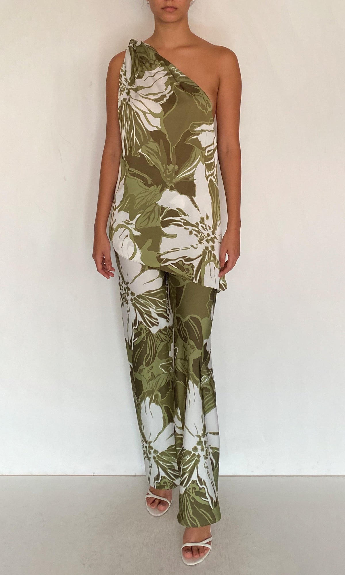Womens | Avo Polyester Satin Lycra Bias Pants | Green