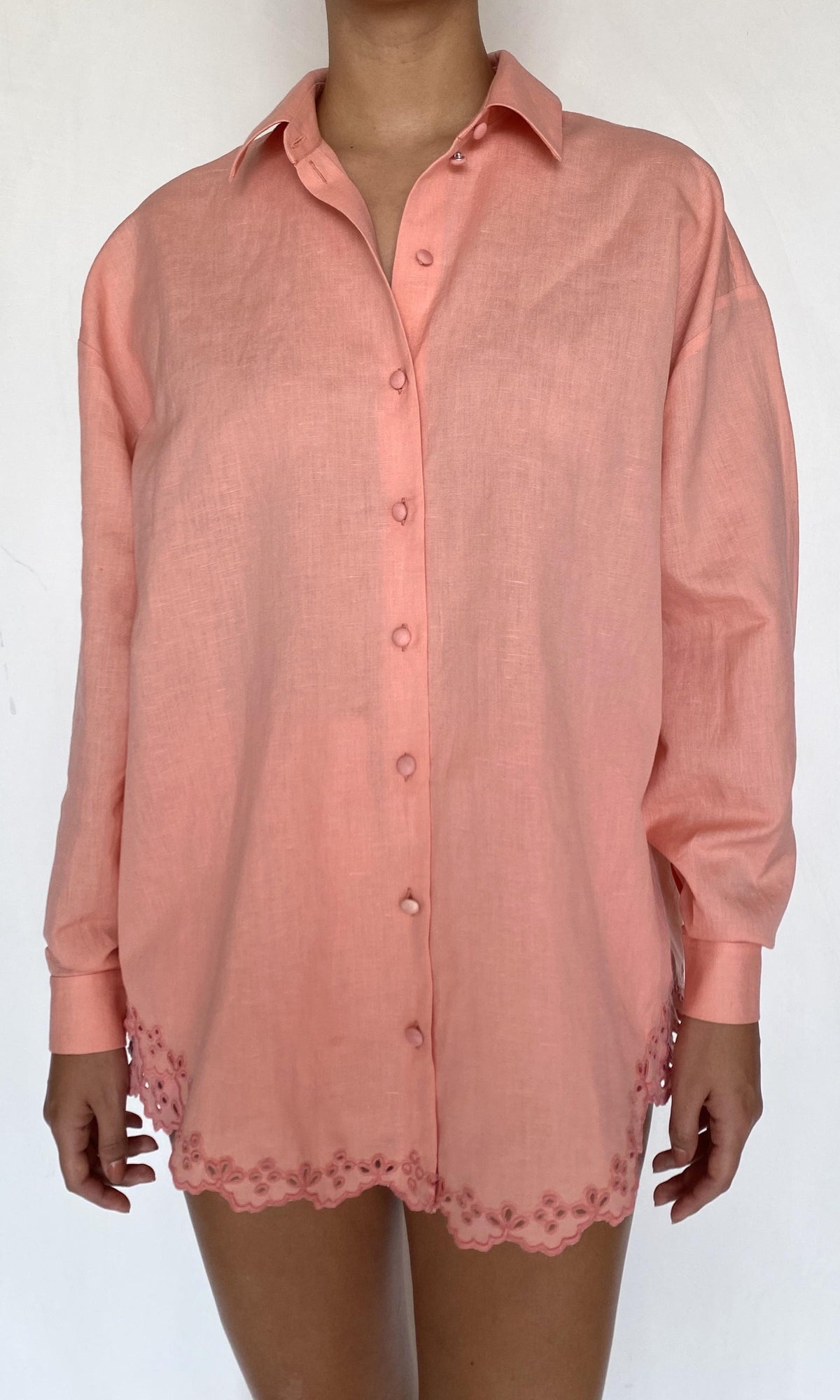 Rococo Sand | Bea Linen Cotton Oversized Shirt | Pink