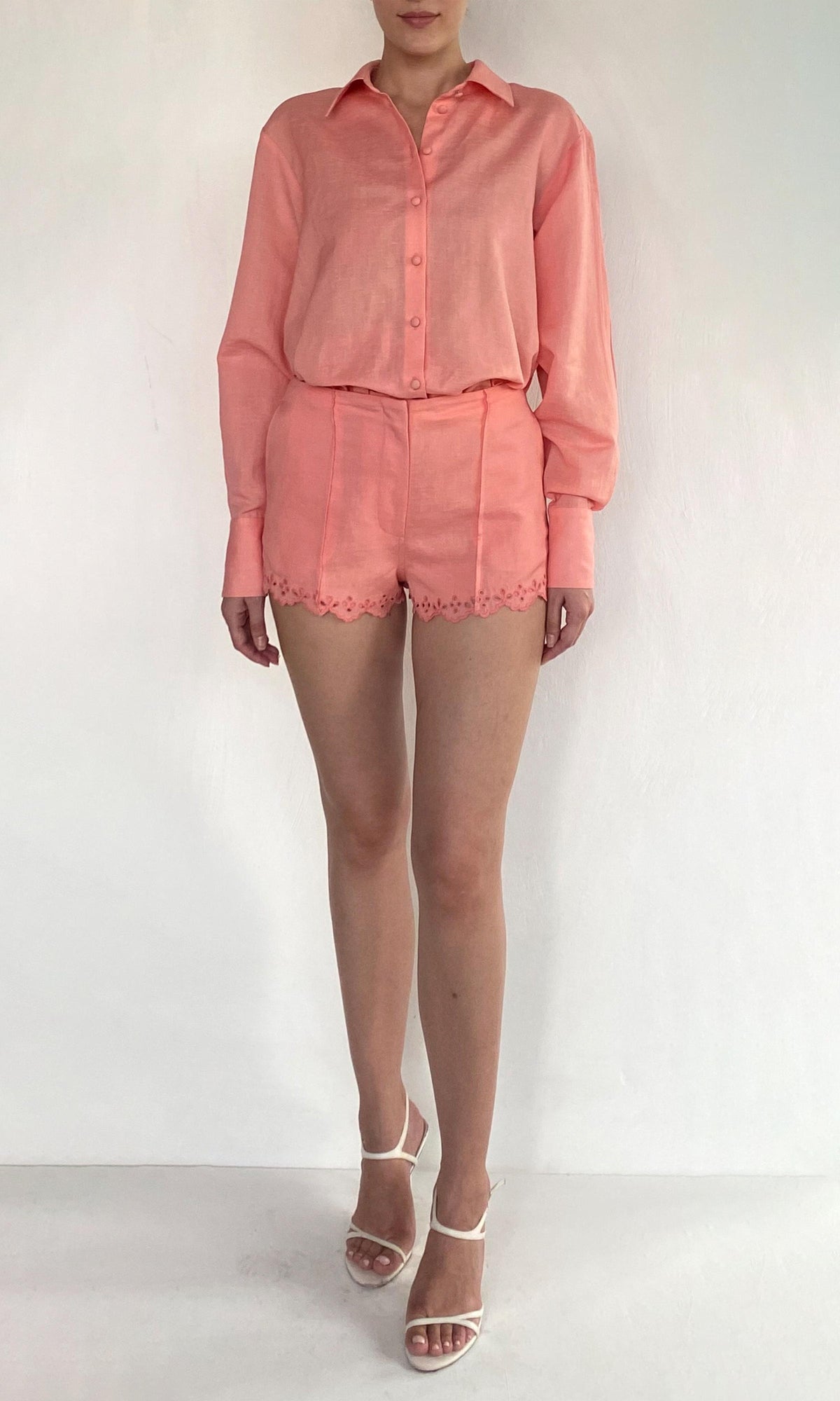 Rococo Sand | Bea Linen Cotton Shorts | Pink