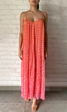 Rococo Sand | Blaire Polyester Chiffon Long Dress | Neon Pink