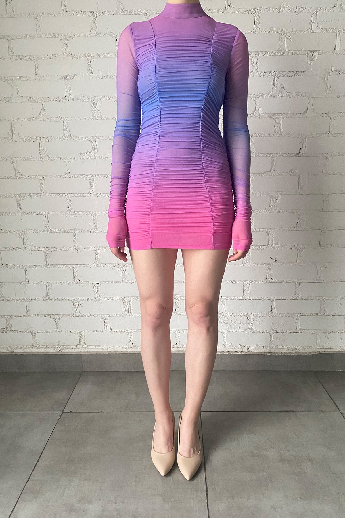 Blake Power Mesh Short Dress | Purple/Pink