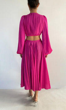 Rococo Sand | Bree Polyester Satin Midi Dress | Pink