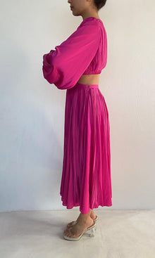 Rococo Sand | Bree Polyester Satin Midi Dress | Pink