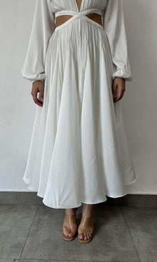 Rococo Sand | Bree Polyester Satin Long Dress | White