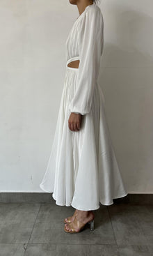Rococo Sand | Bree Polyester Satin Long Dress | White