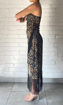 Rococo Sand | Capri Viscose Satin Midi Dress | Black Blue