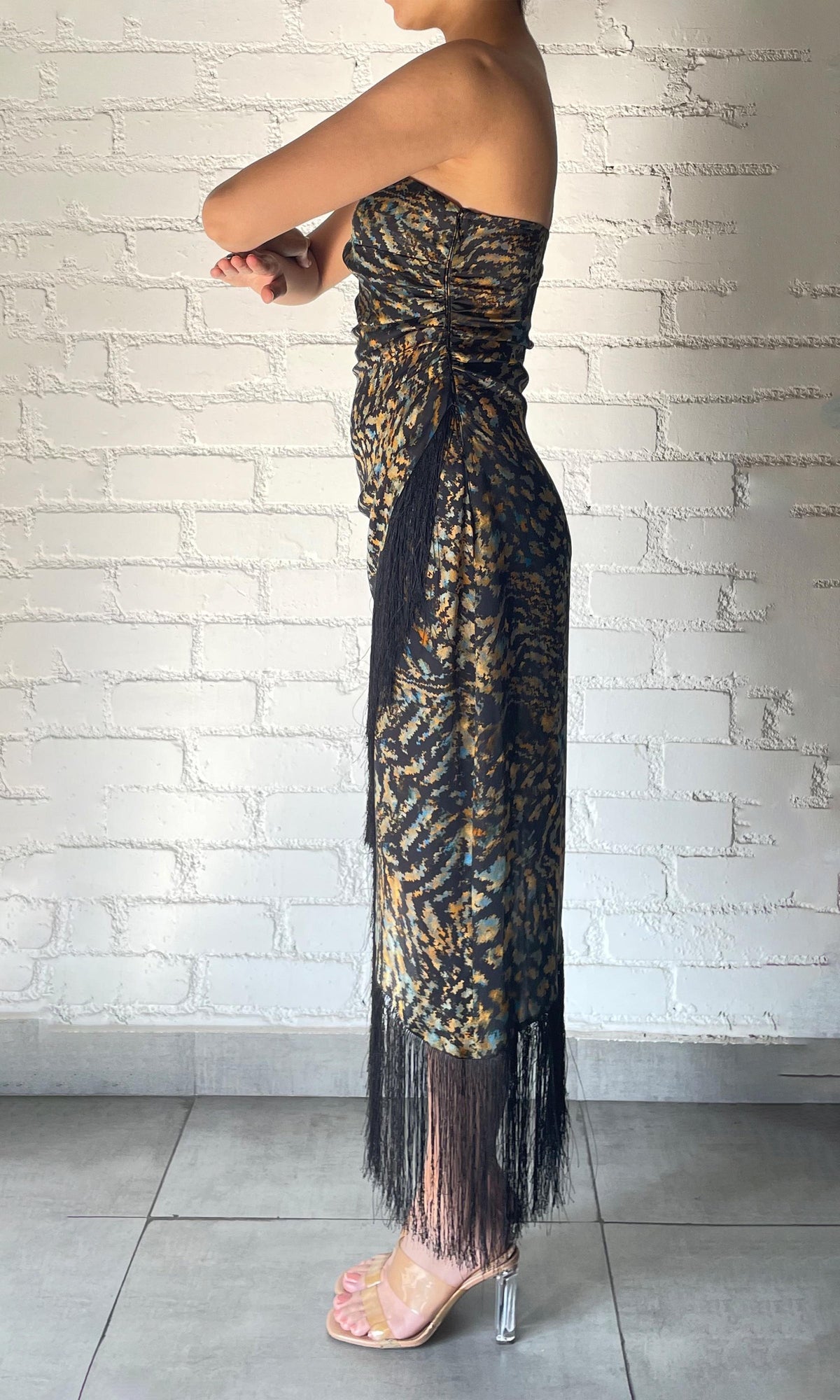 Rococo Sand | Capri Viscose Satin Midi Dress | Black Blue