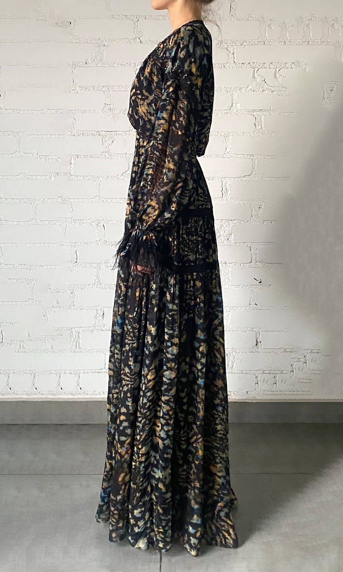 Rococo Sand | Capri Viscose Flat Chiffon Maxi Dress | Black Blue